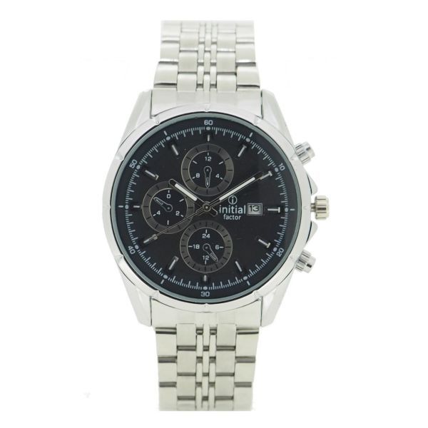 Initial Gents Metal Strap Watch With Date WK360-SIL