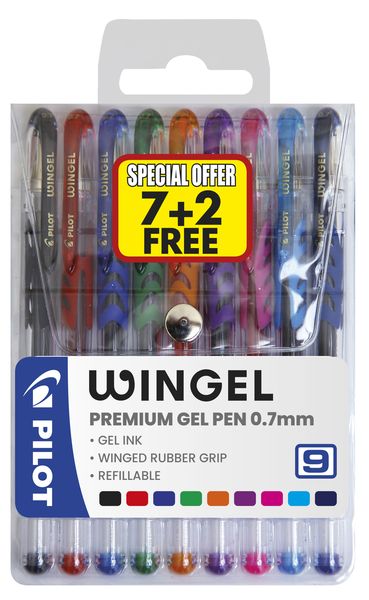 Pilot Wingel 0.7mm Gel Pens - Wallet of 9 Colours