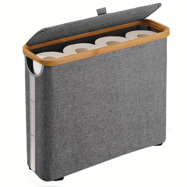 Toilet Paper Storage Basket with Lid, Bathroom Standing Organizer