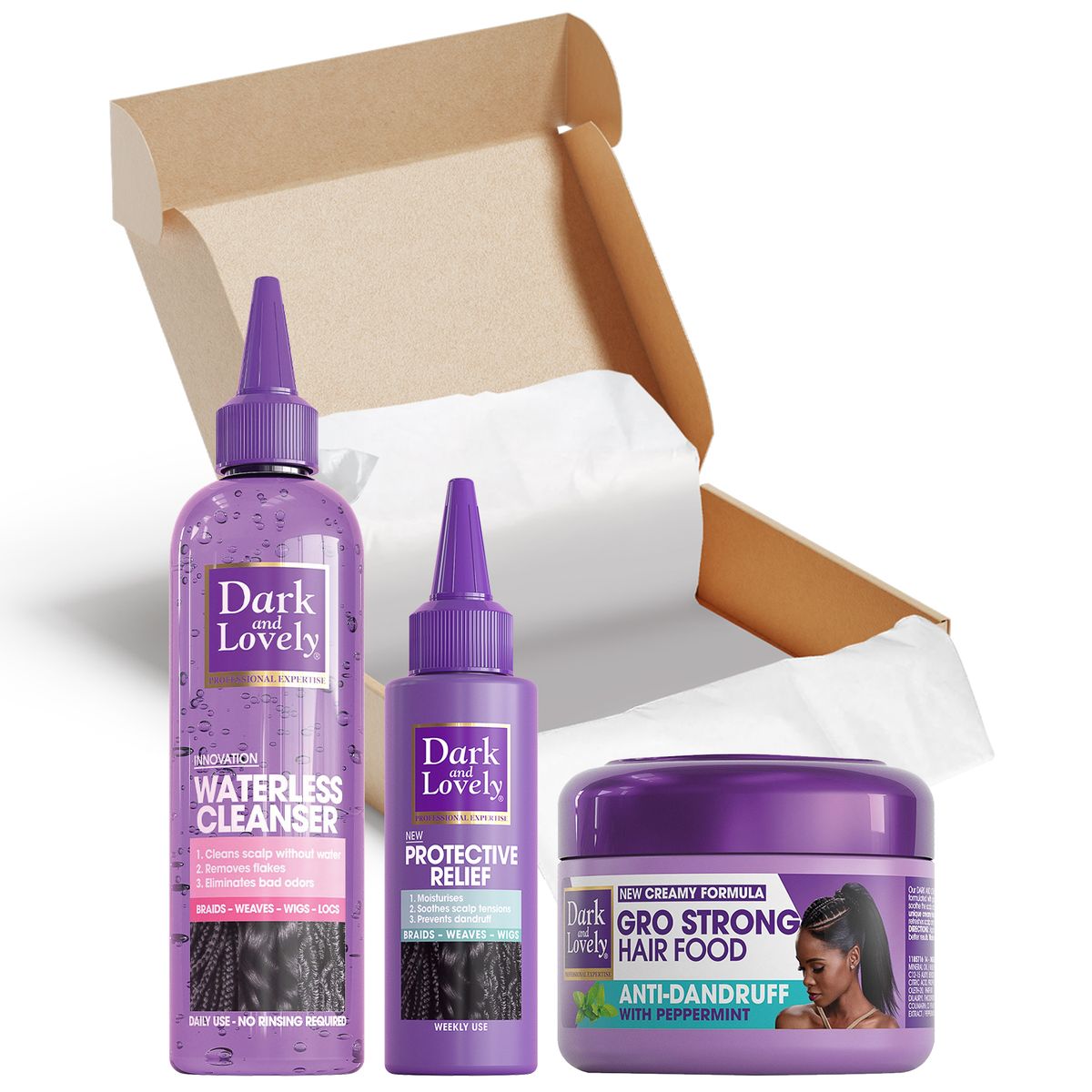 Dark Lovely Waterless Cleanser Anti Dandruff Braid Bundle Set 3 