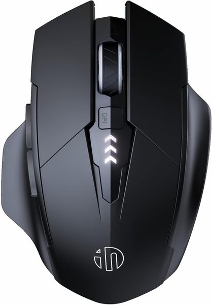 Wireless Mouse,Rechargeable Mouse 2.4G USB Battery Level Visible-Black