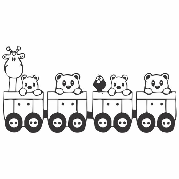 Cute Train With Animal Wall Art