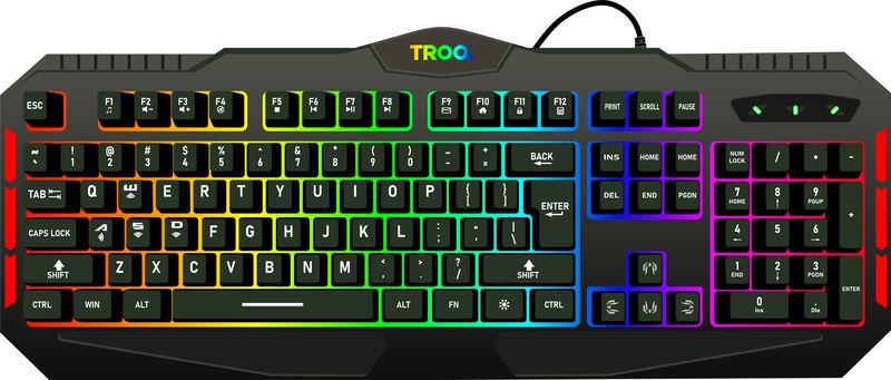 TROO Gaming FULL TILT GAME MASTER RGB Backlit Membrane Keyboard - 104 Keys