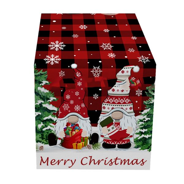 Home Christmas Linen Table Runner for Table Decoration Gnomes - Red