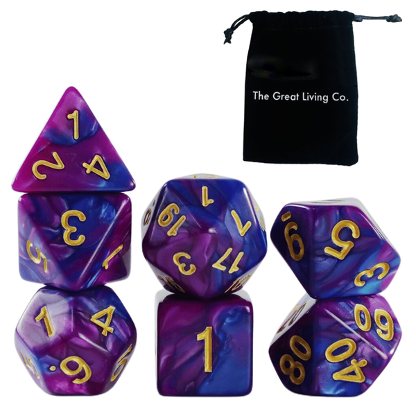 Premium Polyhedral Dice Set with Lux Bag - DnD, RPG, Dungeon and Dragons
