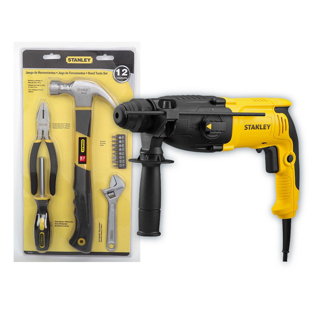 Stanley Tools - 2.6cm 800W 3 Mode SDS-Plus Hammer Kitbox & Tool set