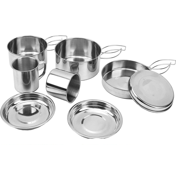 Stainless Steel Camping Cookware Kit 8Pcs for Hiking