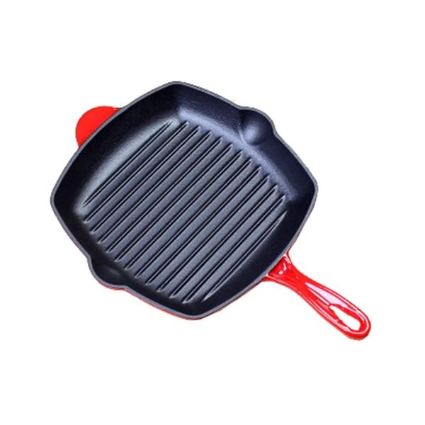Cast Iron Enamel Frying Pan Black with Non-Stick Coating