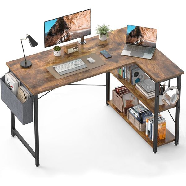Work Desk Computer Gaming Desk Corner Office Desk with Storage Shelves
