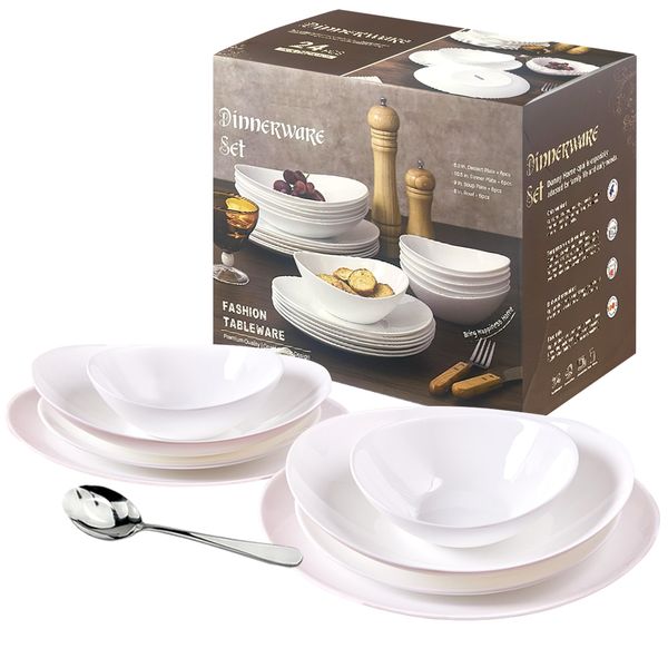 25 Piece Set - Premium Quality Opal Classic Design Dinnerware Set