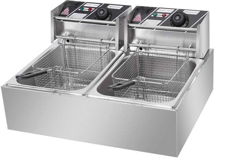 Delica 6L + 6L Double Pan Deep Fryer Silver