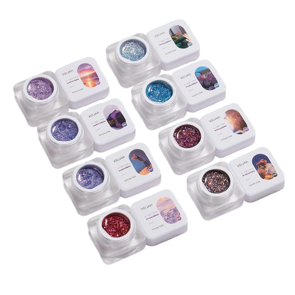 Nail Accessories, Colorful Sparkling Slices, Crushed Diamonds, Canned -8 Piece