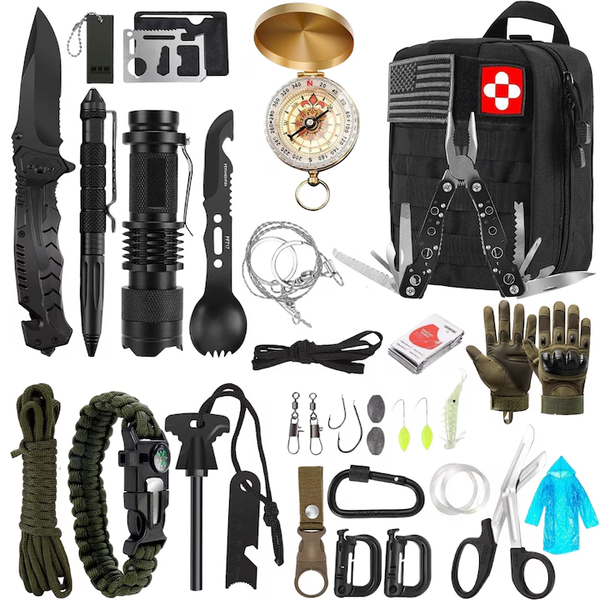 33 Piece Tactical Survival Multi-Function Kit, Complete Multifunctional