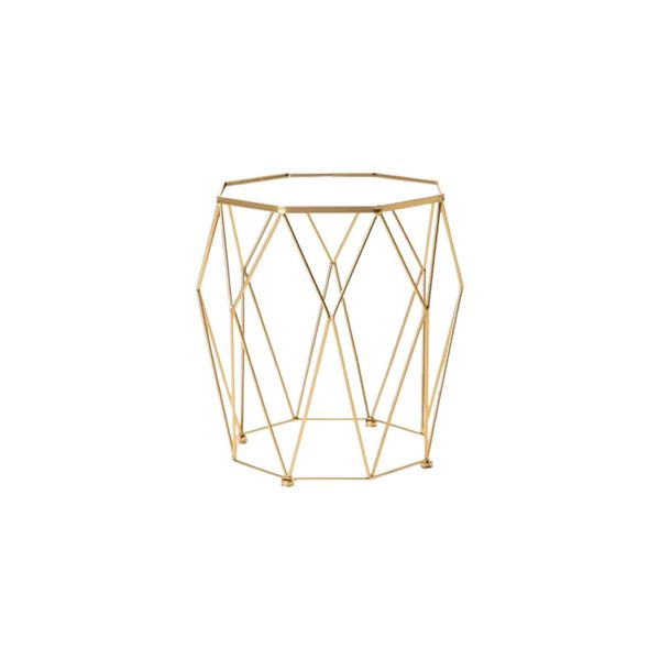 40 x 50 cm Gold Metal Side Table With Tempered Glass