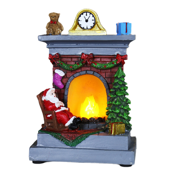 Luminous Christmas Ornaments Resin House Decoration Santa Hot Air Balloon M