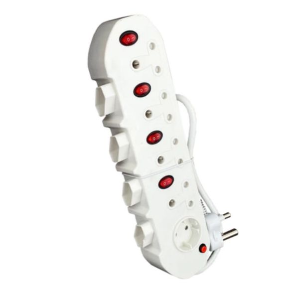 9 Way Multi-plug with 4 illuminated switches
