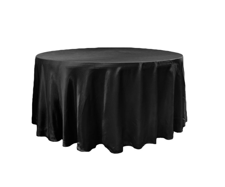 Black Satin Round Tablecloth- 3.4m