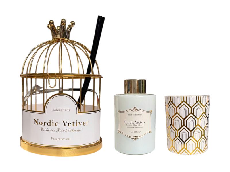 4 Pieces Luxury Nordic Vetiver Exclusive Aroma Diffuser Fragrance Gift Set