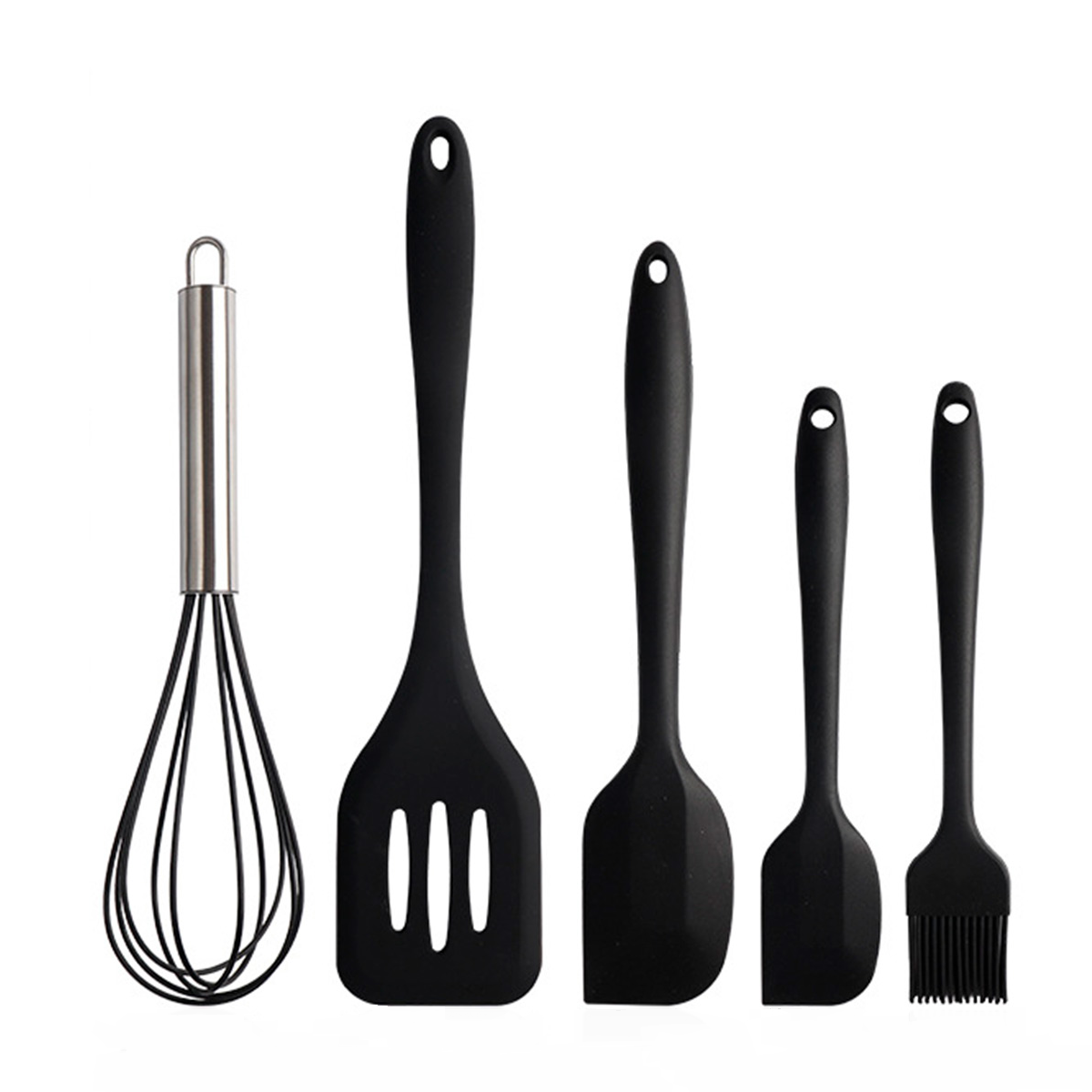 5 Pieces Of Silicone NonStick Baking Kitchen Utensils Set Black