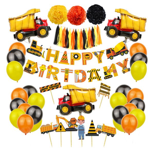 Construction Truck Birthday Party Decorations Balloons