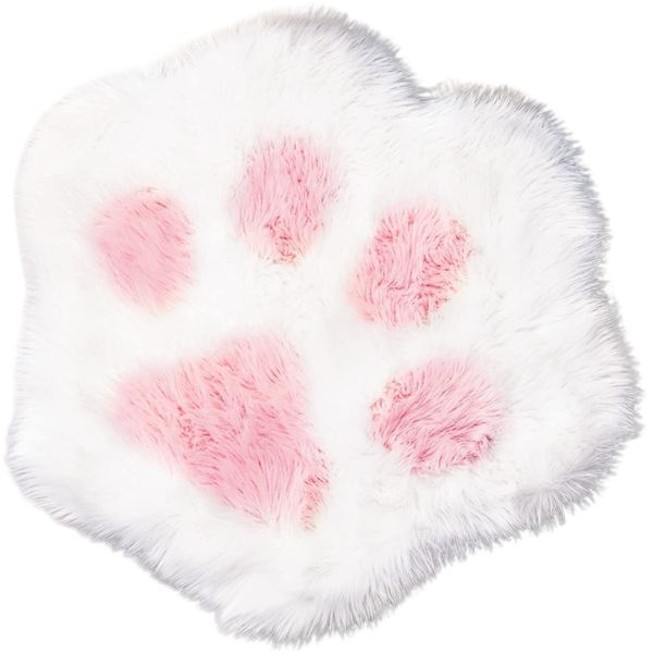 Hideco High Pile Soft Fluffy Cute Paw Design Decor Rug - Pink, Black, Brown