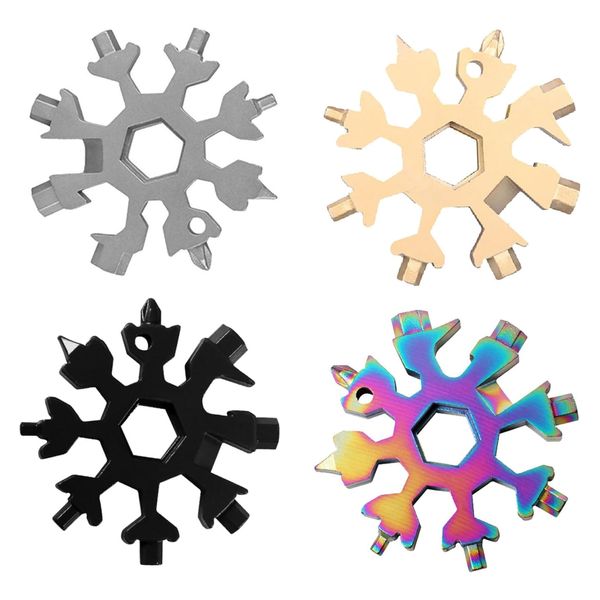 4 Pieces 18-in-1 Snowflake Wrench Multi Tool Bottle Opener Set