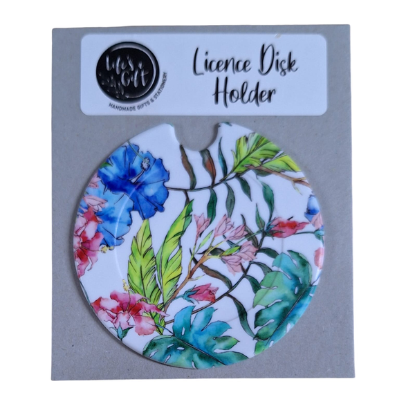 Licence Disk Holder - Bright Green Leaves With B image