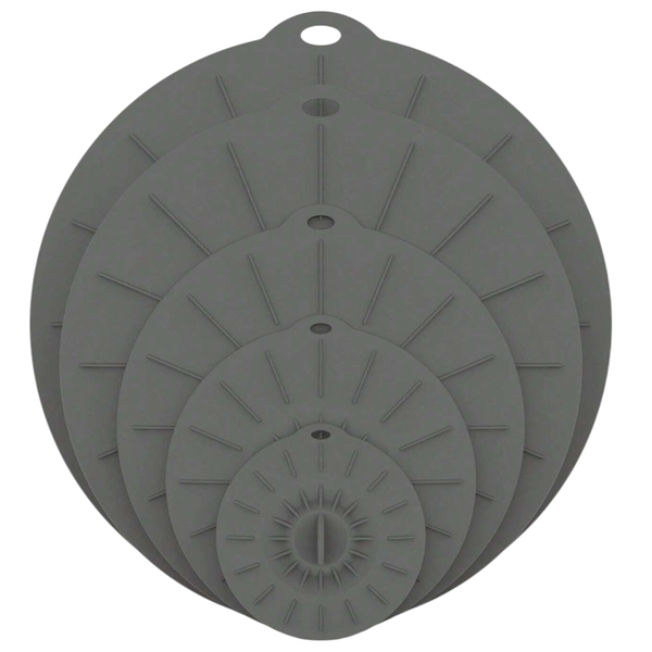 5-Piece Silicone Suction Lid Set - Grey