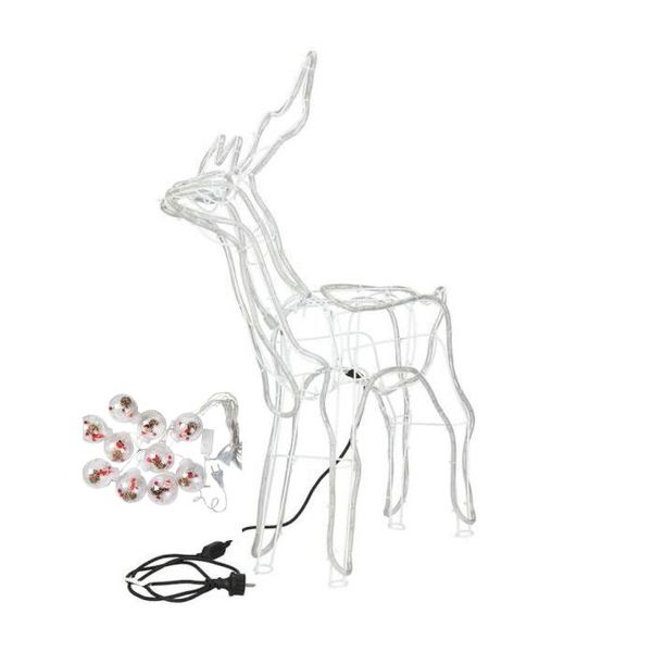 Christmas LED Décor Set - 11m Neon Reindeer (White) + Hanging Curtain Light