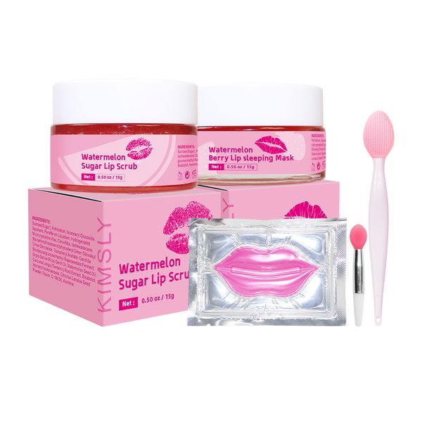 Kimsly Watermelon Lip Care Kit - Sleeping Mask, Scrub &amp; 2 Lip Mask Sheets