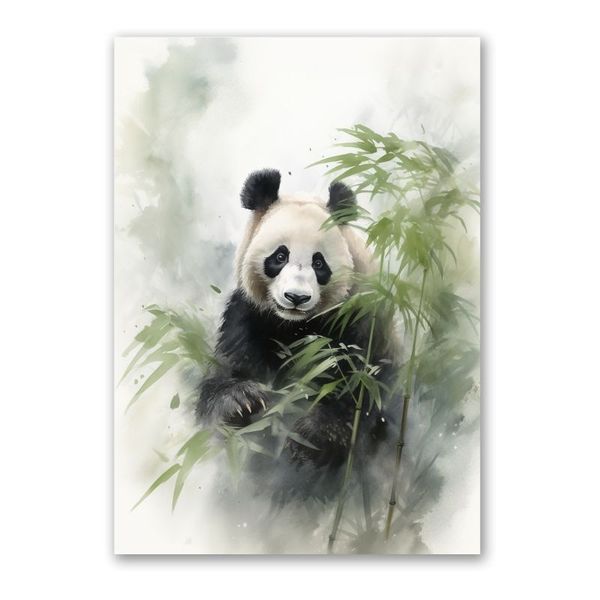 Watercolour Panda Canvas - Abstract Wall Art with a Solid Wood Frame