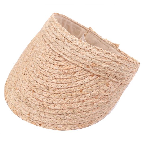 Ladies Anti-Uv Roll Up Sun Visor Hat Women Straw Raffia Sun Visor Caps