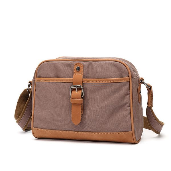 Male School Canvas Single Shoulder Bag-Coffee