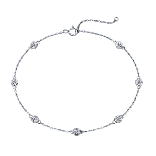 1 carat Moissanite Sterling Silver Round Bracelet
