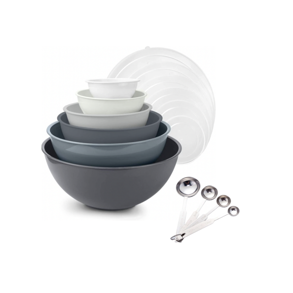 12 Piece Nesting Bowl Set &amp; Stainless Steel Measuring Spoons