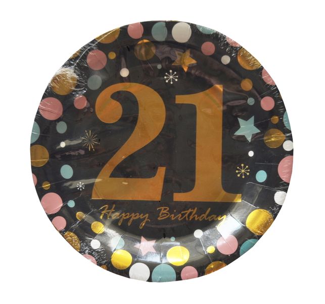 Happy Birthday 21 - Paper Plates - 20 Piece