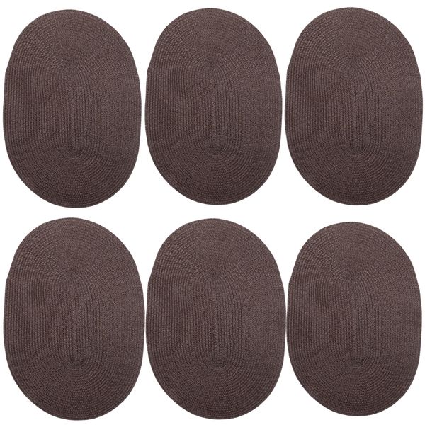 Decor Brown Oval Bohemian Heat-Resistant Placemats Set of 6 - 45cm