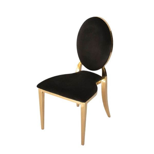 Piddad Chair Velvet Dining Room Chair Black and Saide Gold
