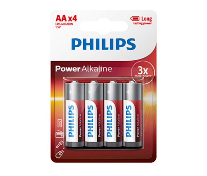 Philips Power Alkaline LR6 AA Batteries 1.5V 4 Pack