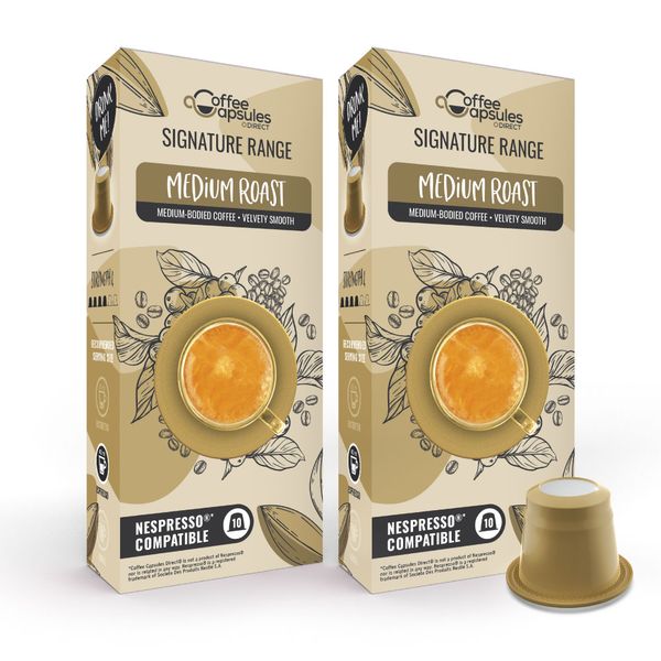 Medium Roast 20 Coffee Capsules for Nespresso &amp; Caffeluxe