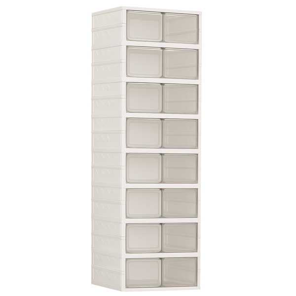 10-Tier Foldable Plastic Shoe Storage Cabinet with Clear Magnetic Doors
