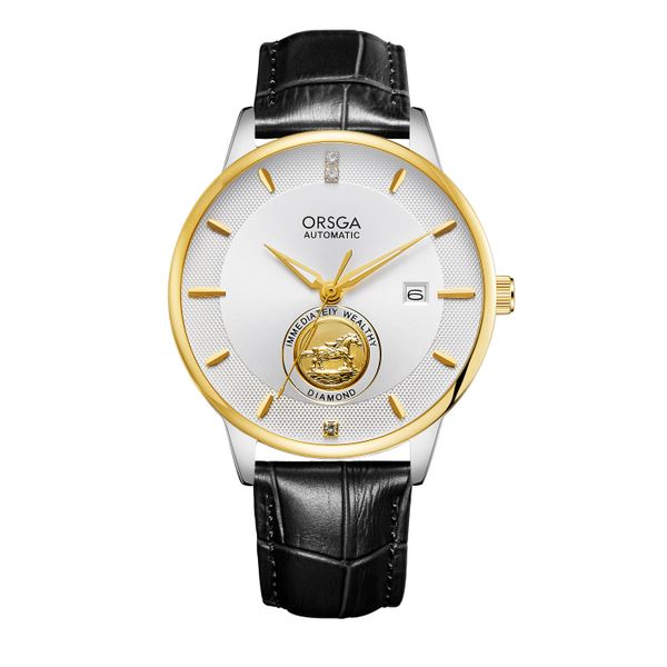 ORSGA Fully Automatic Mechanical Watch Embossed Horse Totem Calendar 50M Wa
