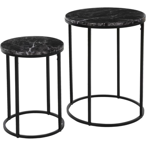 Trends - Metal Side Table with Black MDF Top - 2 Piece