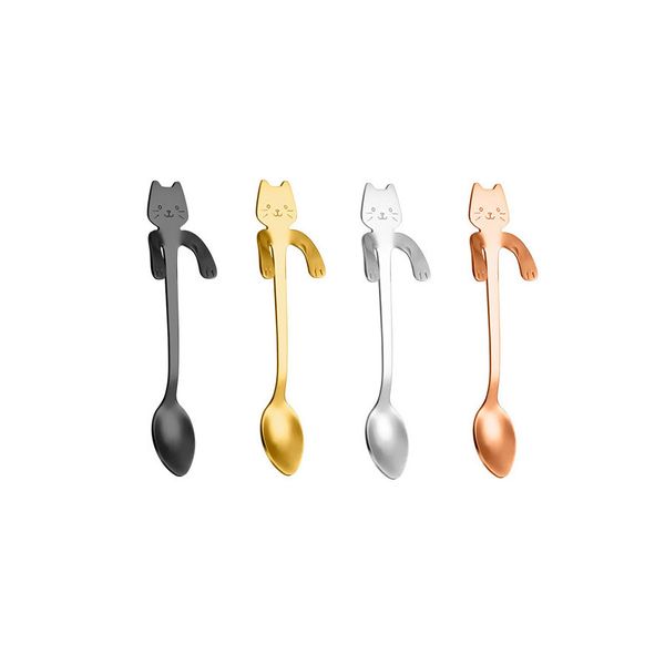 Cartoon Handle Stainless Steel Coffee Mixing Spoon - 4 piece