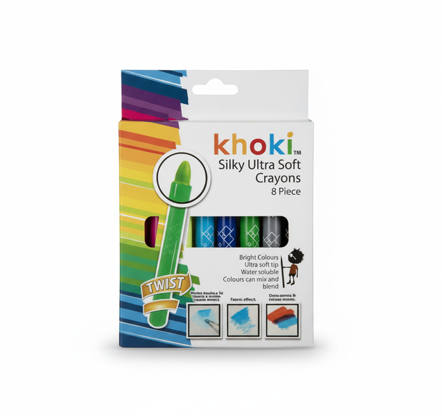 Khoki Ultra Soft Wax Crayons Set - 8 Assorted Colors for Kids - 2 Pack