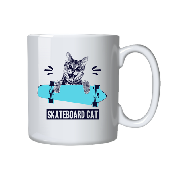 Skateboard Cat Funny Novelty Mug - Fun Gift for Christmas or Birthday