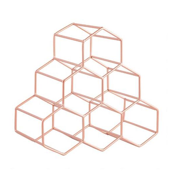 Rose Gold Wine Rack - 6 Bottle Holder Freestanding Wine Rack