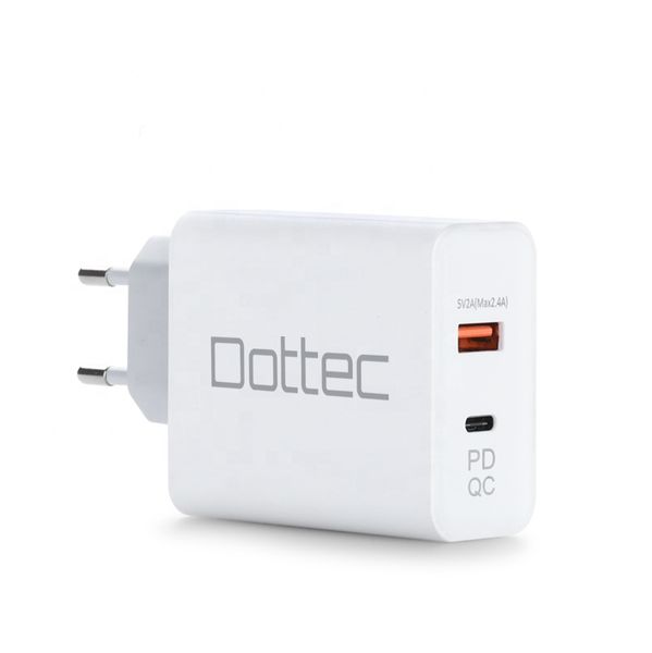 Dottec 2-Port 45W Ultra-Fast Charger USB-C &amp; USB-A Power Adapter