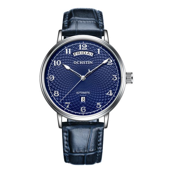 New Fashion Trendy Mechanical Watch Genuine Leather Waterproof Double Calen