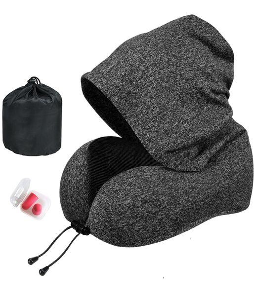 Travel Pillow with Large Hood for Long Flights, Privacy Hooded Plane Pillow